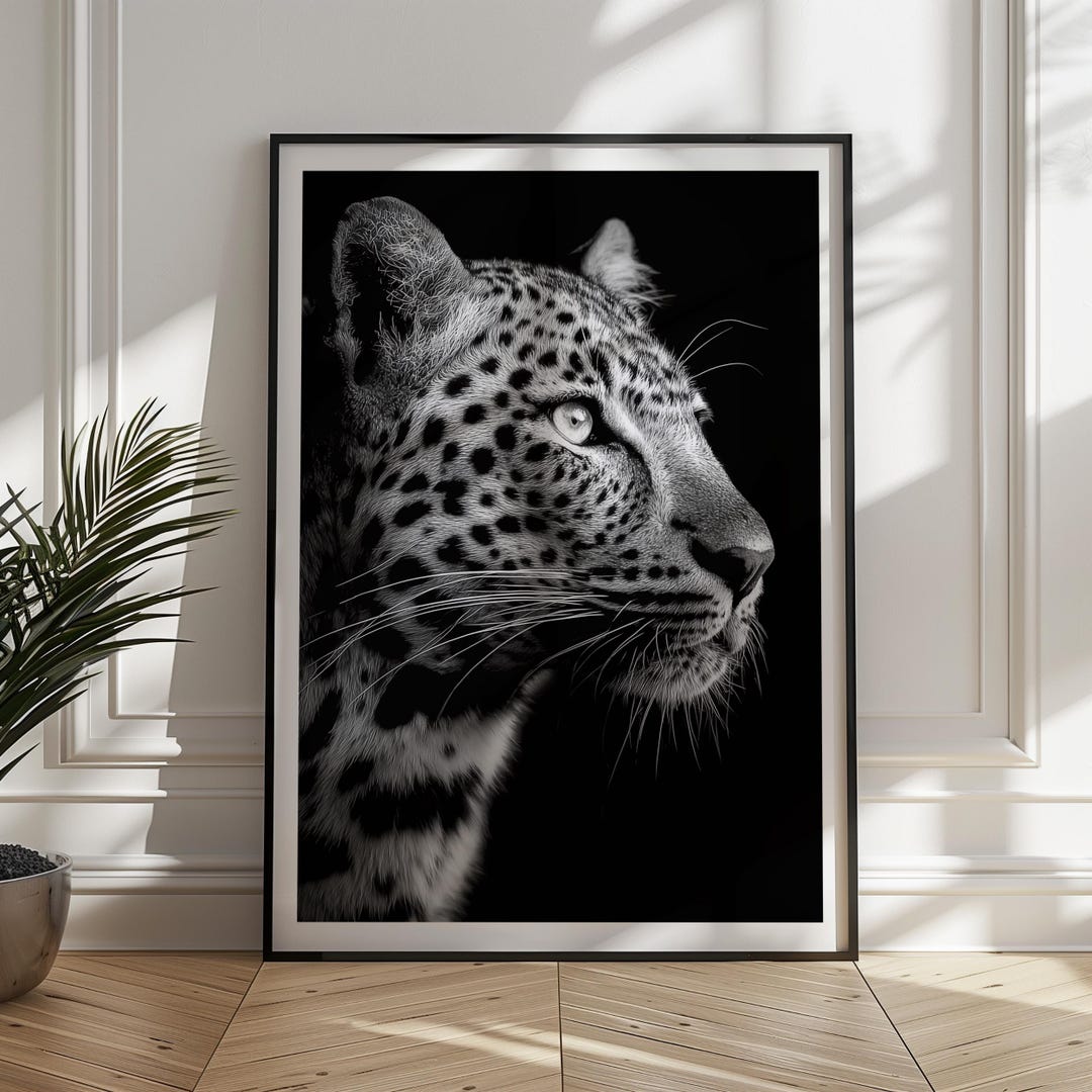 Black and White Leopard Print: Majestic Big Cat Wall Art - Etsy