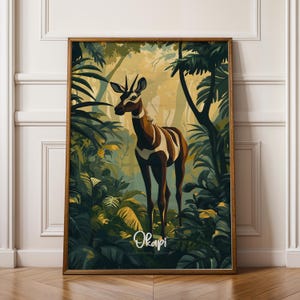 Poster da parete Okapi, stampa artistica di animali selvatici esotici – Decorazione con animali della giungla per casa e ufficio, regalo unico per gli amanti della natura, finitura opaca di alta qualità