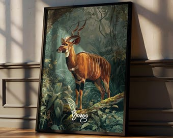 Impresión de antílope bongo: arte mural de animales africanos poco comunes