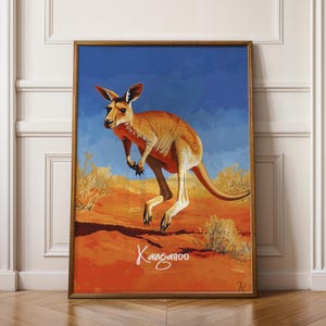 Poster da parete con canguro - Stampa artistica con animali selvatici australiani, decorazione moderna con animali per casa e ufficio, regalo per gli amanti della natura