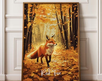 Red Fox Art Print: Rustic Woodland Animal Illustration