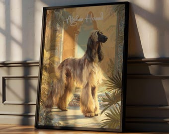 Lámina artística de galgo afgano: regalo elegante para amantes de los perros, ilustración moderna