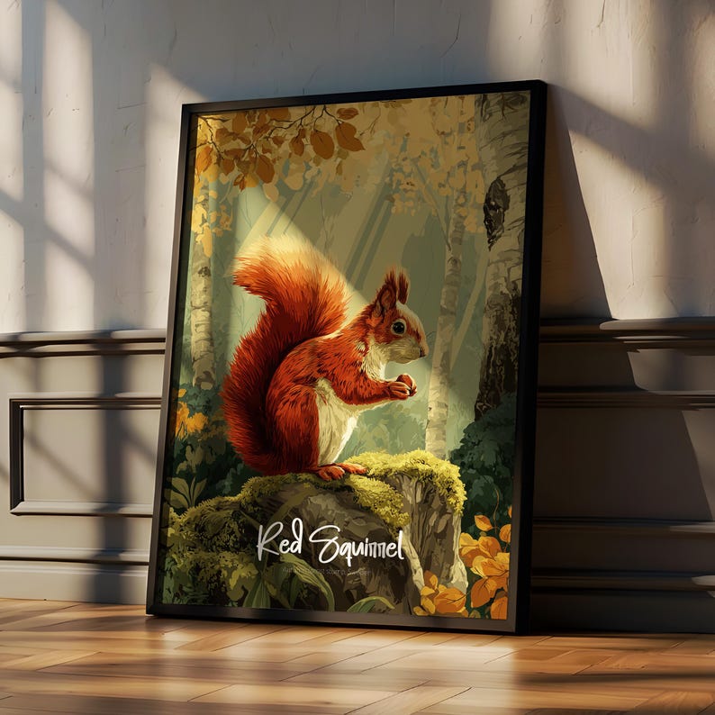 Red Squirrel Wall Art Print: Woodland Nursery Decor - Etsy UK
