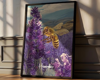 Honeybee Wall Art Print: Nature-Inspired Decor for Kitchen or Nursery