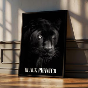 Black Panther Wall Art Print: Monochrome Wildlife Decor