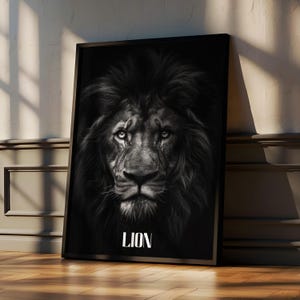 Majestic Lion Art Print: Black and White Wildlife Poster
