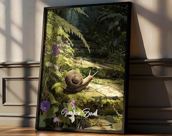 Impresión caprichosa de caracol de jardín: decoración infantil inspirada en la naturaleza