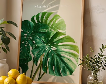 Monstera Deliciosa Print: Tropical Botanical Wall Art, Plant Lover Gift