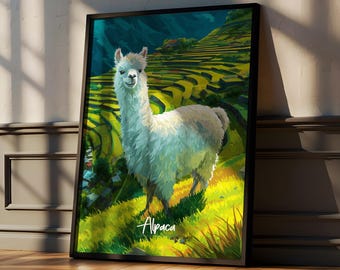 Alpaca Framed Poster: Boho Nursery Decor, Kids Room Animal Art