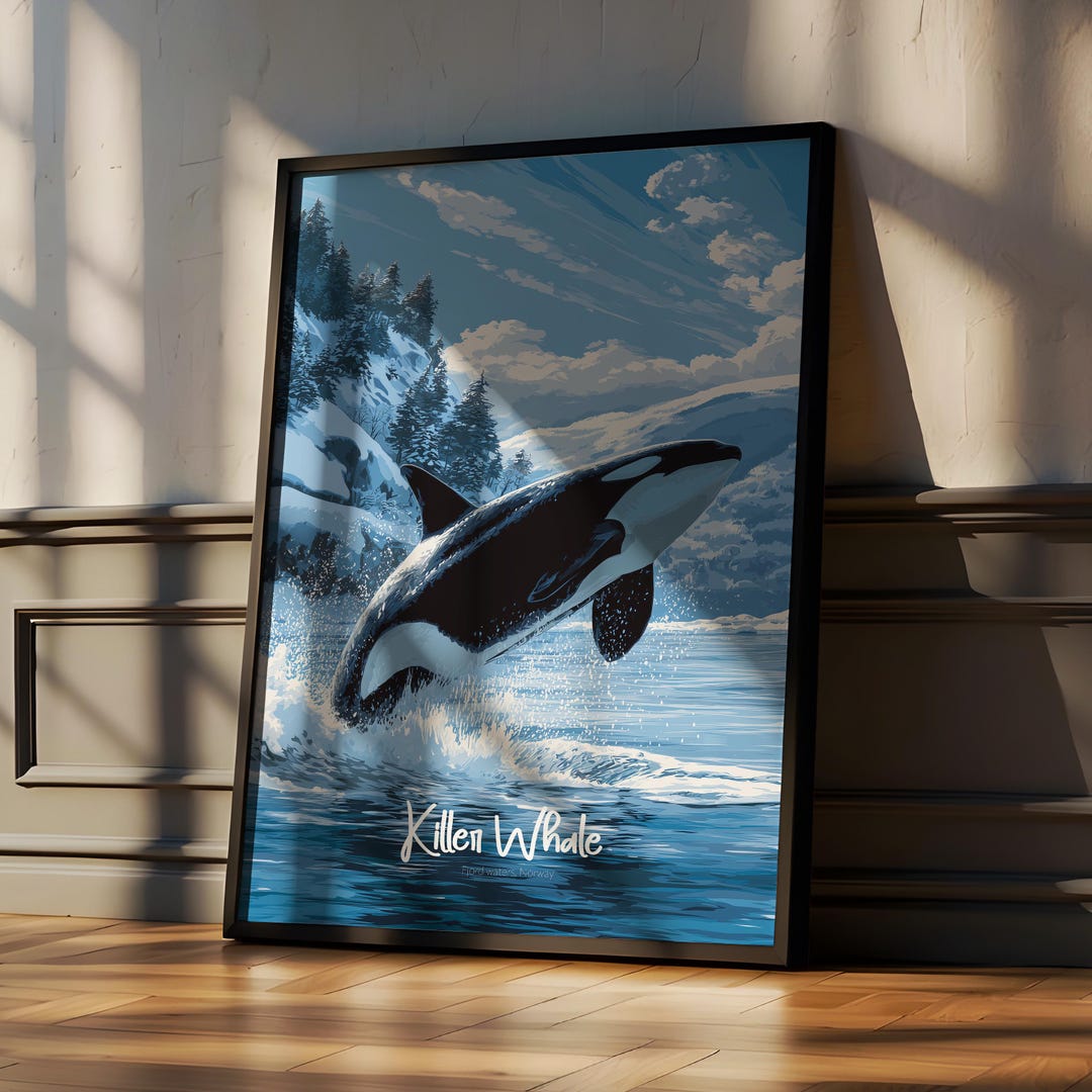 Killer Whale Wall Art Framed Poster – Orca Ocean Decor for Kids Room or ...