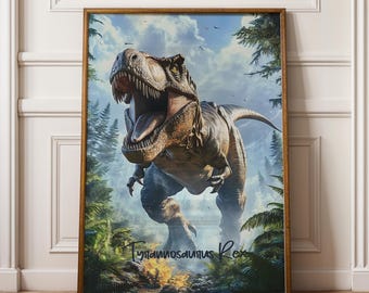Tyrannosaurus Rex Framed Poster: Jurassic Kids Room Wall Art