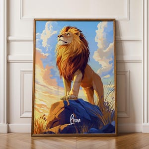 Poster da parete con leone, stampa artistica sulla fauna selvatica, decorazione con leone feroce, decorazione da parete con animali del safari per camera da letto, regalo per gli amanti della natura, grande opera d'arte stampabile