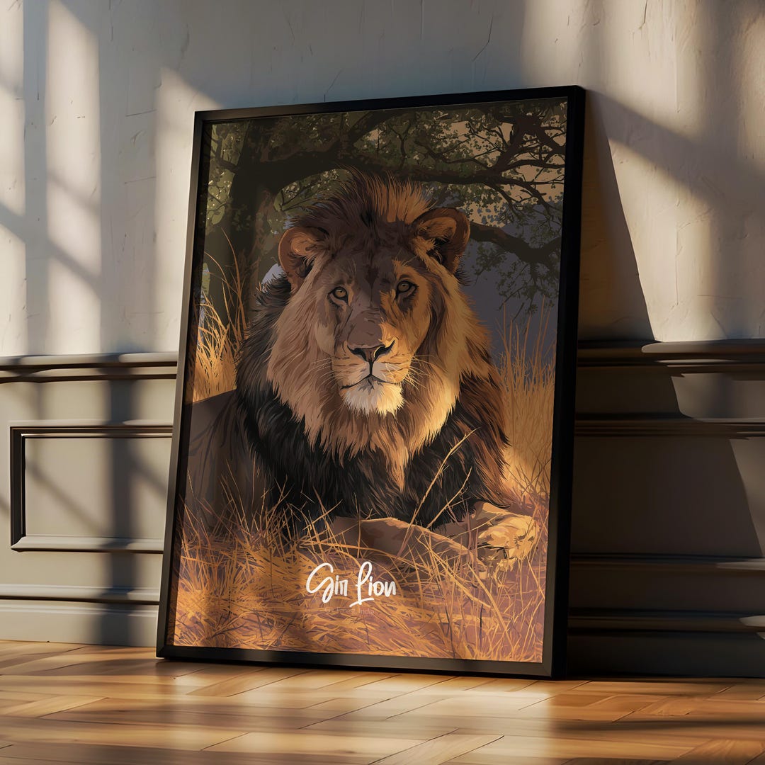Asiatic Lion Art Print: Gir Forest Wildlife Poster - Etsy