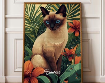 シャム猫のアートプリント - リアルな猫の絵のポスター - ペット愛好家