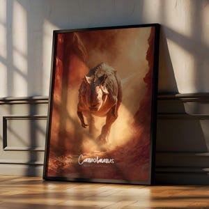 Carnotaurus Framed Poster: Prehistoric Dinosaur Wall Art for Kids
