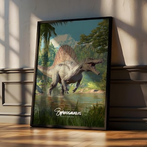 Spinosaurus Framed Poster: Prehistoric Dinosaur Kids Room Decor