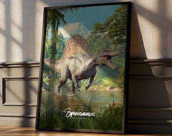 Spinosaurus Framed Poster: Prehistoric Dinosaur Kids Room Decor
