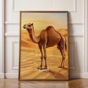 Poster da parete con cammello incorniciato, stampa di animali del deserto per arredare il soggiorno, decorazione rustica in stile boho, idea regalo unica.