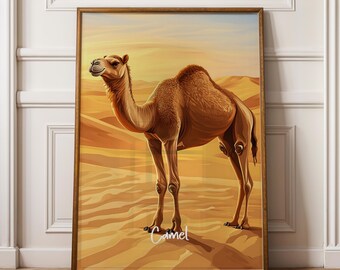 Framed Camel Art Print: Boho Desert Animal Poster