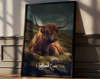 Highland Cow Print: Rustic Farmhouse Animal Wall Art