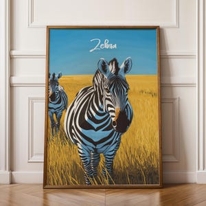 Stampa artistica da parete con poster di animali selvatici zebrati, decorazione da parete con animali del safari per cameretta, soggiorno e ufficio, illustrazione di animali in bianco e nero, regalo