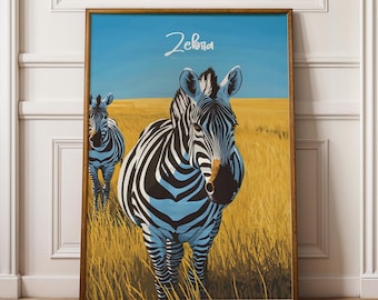 Estampado de cebra: ilustración de animales de safari en blanco y negro