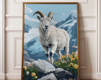 Rustic Goat Framed Poster: Farmhouse Animal Wall Art