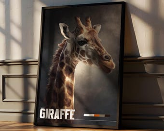 Giraffe Framed Poster: Safari Wildlife Wall Art for Nursery or Kids Room