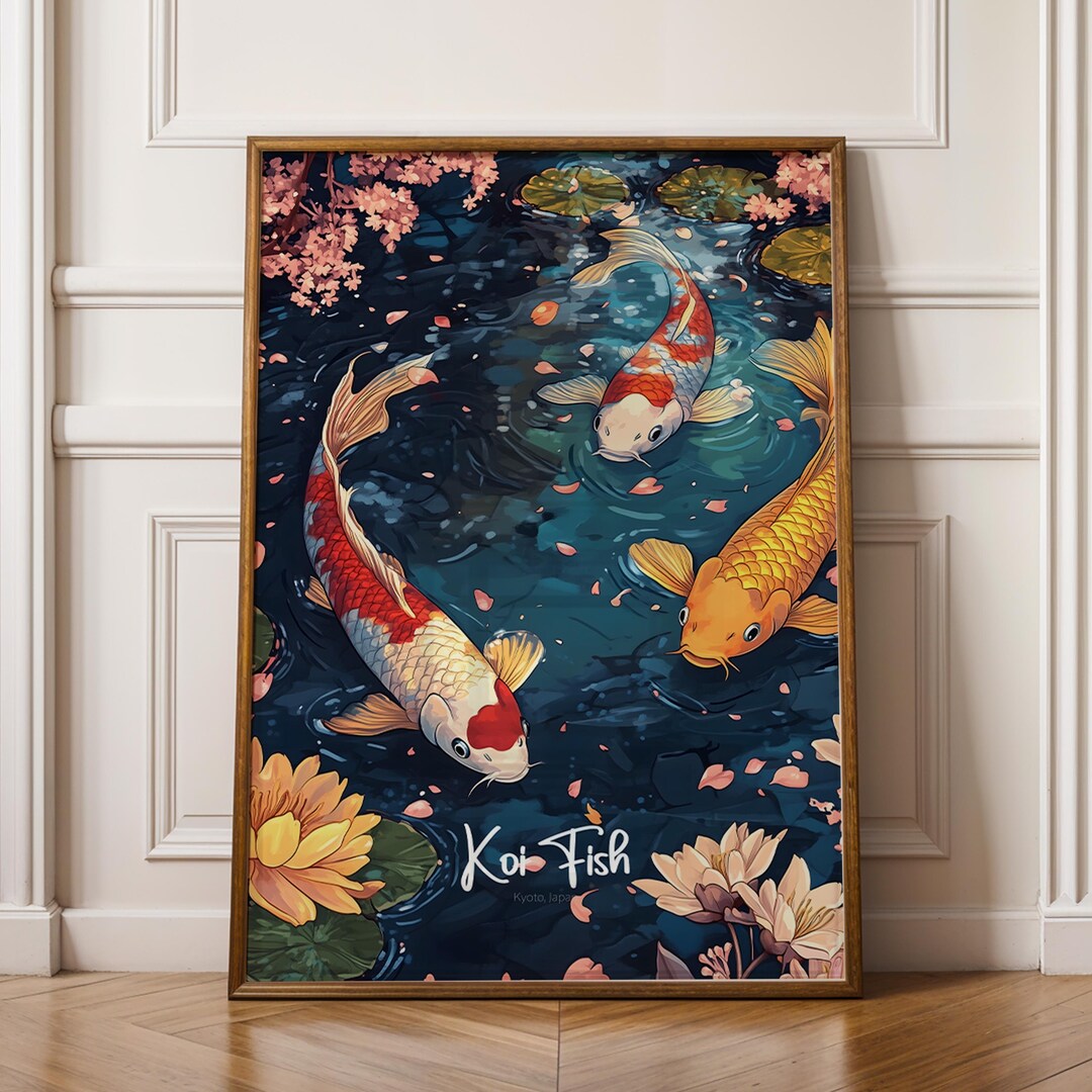 Japanese Koi Fish Watercolor Art Print: Zen Home Decor - Etsy