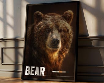 Brown Bear Framed Poster: Woodland Animal Wall Art for Nursery or Kids Room