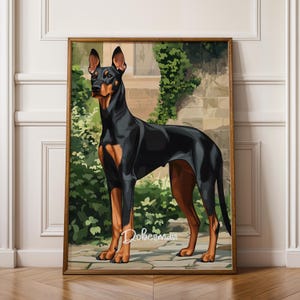 Decorazione murale Doberman: elegante illustrazione di un cane da guardia, decorazione moderna per animali domestici, regalo per gli amanti dei cani