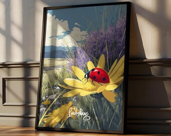 Ladybug Art Print. Watercolor Ladybug Art Print. Kids Room Decor. Cute ...