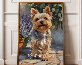 Stampa artistica dello Yorkshire Terrier – Illustrazione di cane incorniciata, arredamento per la casa