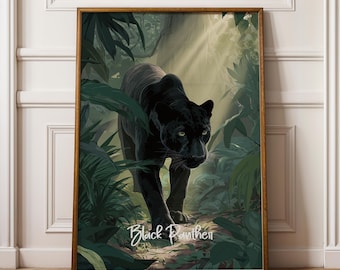 Black Panther Framed Poster: Jungle Nursery Wall Art