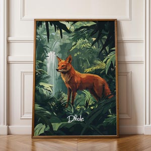 Poster da parete con cane da caccia, stampa artistica sulla fauna selvatica, decorazione con animali esotici della foresta, regalo per gli amanti della natura, illustrazione di cane selvatico per casa o ufficio.