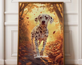 Dalmatian Framed Poster: Black and White Spot Print, Dog Lover Home Decor