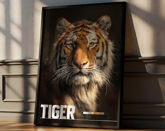 Tiger Framed Poster: Wild Big Cat Wall Art for Nursery or Kids Room