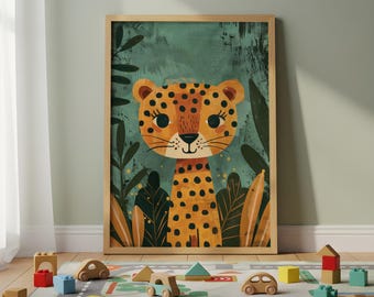 Leopard Nursery Wall Art – Safari Animal Print for Kids