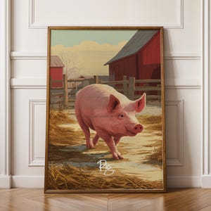Decorazione murale a forma di maiale: adorabile illustrazione di un animale da fattoria, decorazione rustica, regalo per gli amanti degli animali