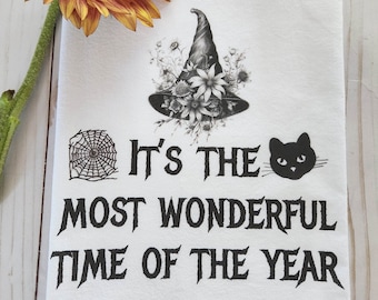 Funny Kitchen towel, It's the most wonderful time of the year, Halloween tea towel,  Boho, cottagecore, Autumn decor