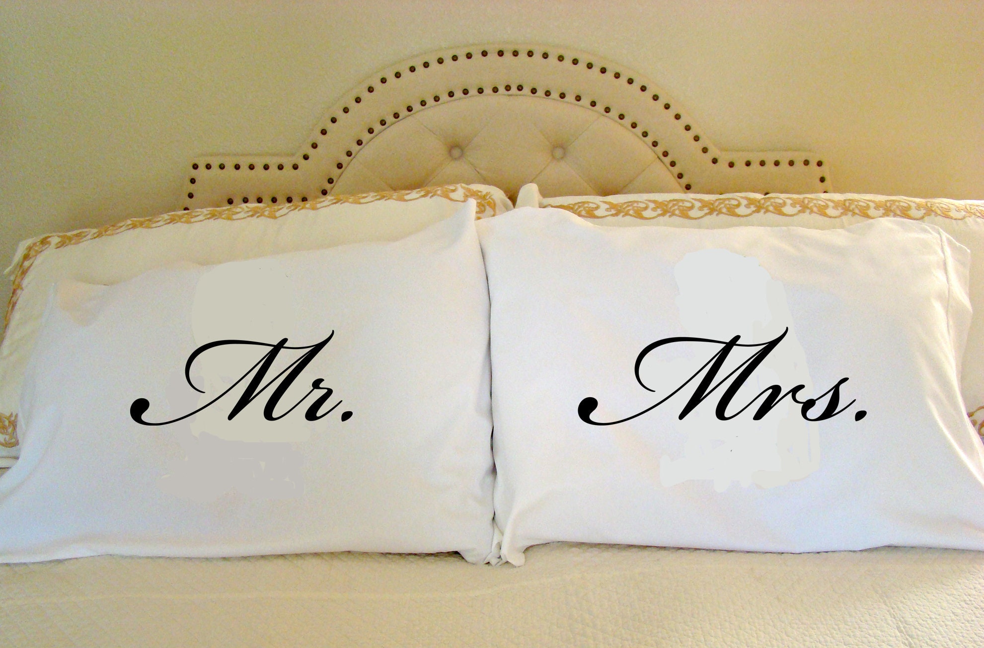 Mr. and Mrs. Pillowcase Set Black and white printed Mr. and Etsy