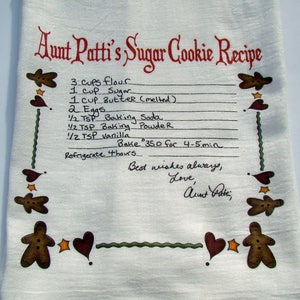 Custom printed handwritten recipe tea towel, Recipe into Kitchen towel, Personalized recipe towel