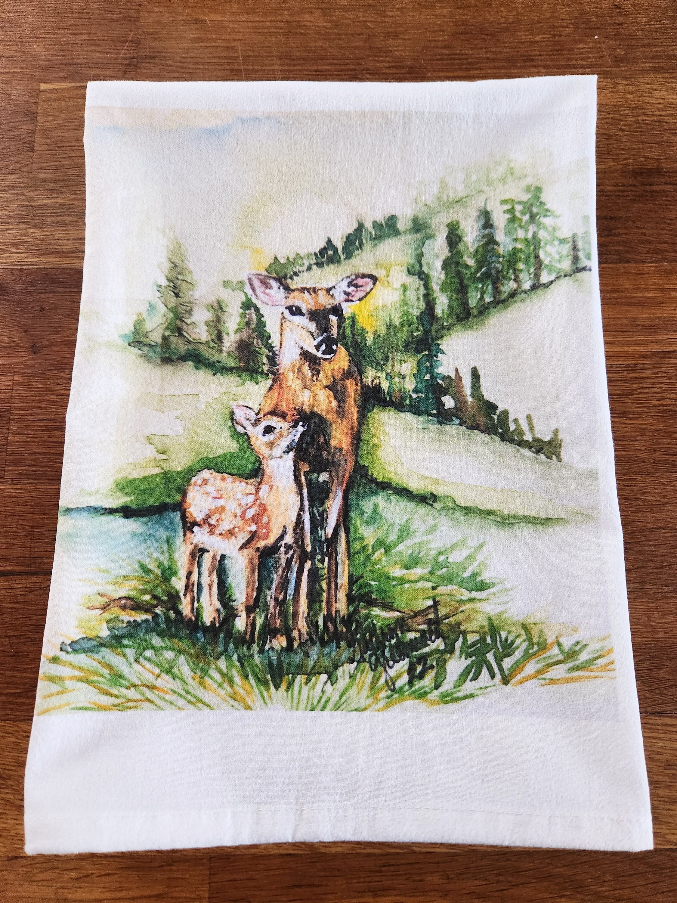 Woodland Kitchen Towel Forest Animals Dish Towel Fairy Magical Forest  Kitchen Decor Hare Rabbit Snake Tea Towel Hostess Gift Kitchenware 