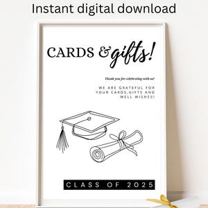 Graduation party sign Cards and Gifts Table sign | Printable Digital Download for Party Decor & Congratulations