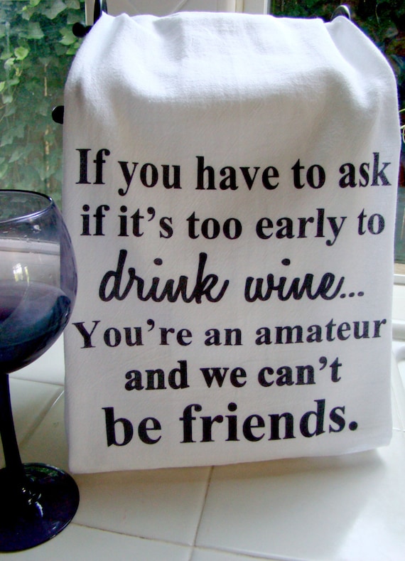 Funny Kitchen Towels, Fun Dish Towels with Wine Alcohol Drink Theme, 5  Flour Sack Towels 