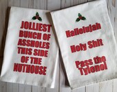Christmas Vacation Tea towel Set, 2 printed towels for 28 dollars, Funny Christmas dish towels, Hostess gift