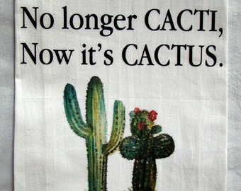 Cacti Cactus tea towel, printed Cactus Watercolor kitchen towel, Wedding gift, Funny Flour sack towel