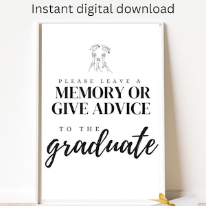Consejos o recuerdos para la celebración de la graduación de 2025: letreros y tarjetas / Descarga digital imprimible para decoración y felicitaciones de fiestas
