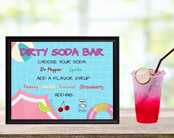 Dirty Soda Bar Schild: Summer Party Drink Station Dekor (Digitaler Download)