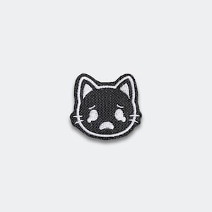 Crying Kitty Patch: Kawaii Cat Embroidery - Iron On/Sew On/Velcro